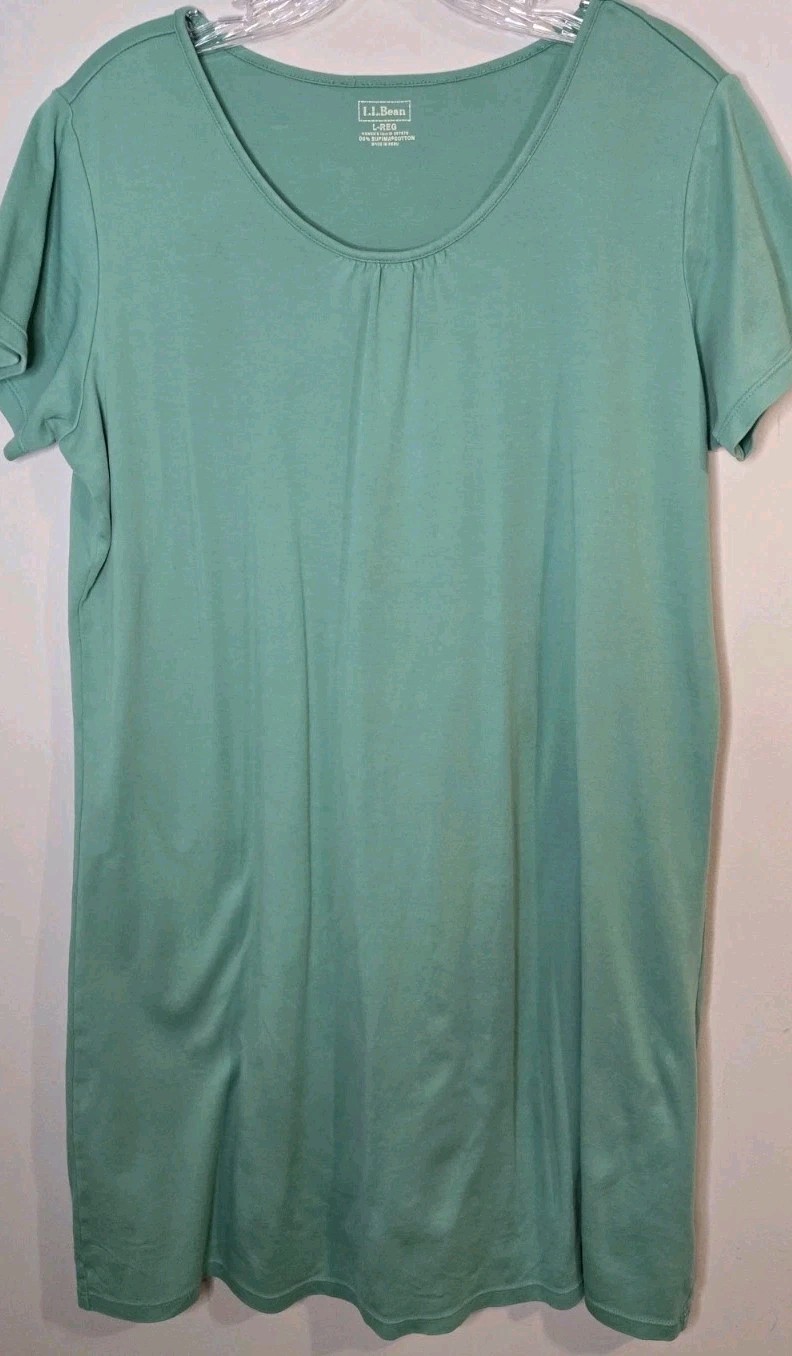 L.L. Bean Large Aqua Tshirt Dress Breathable Lightweight Cozy Laid back Casual