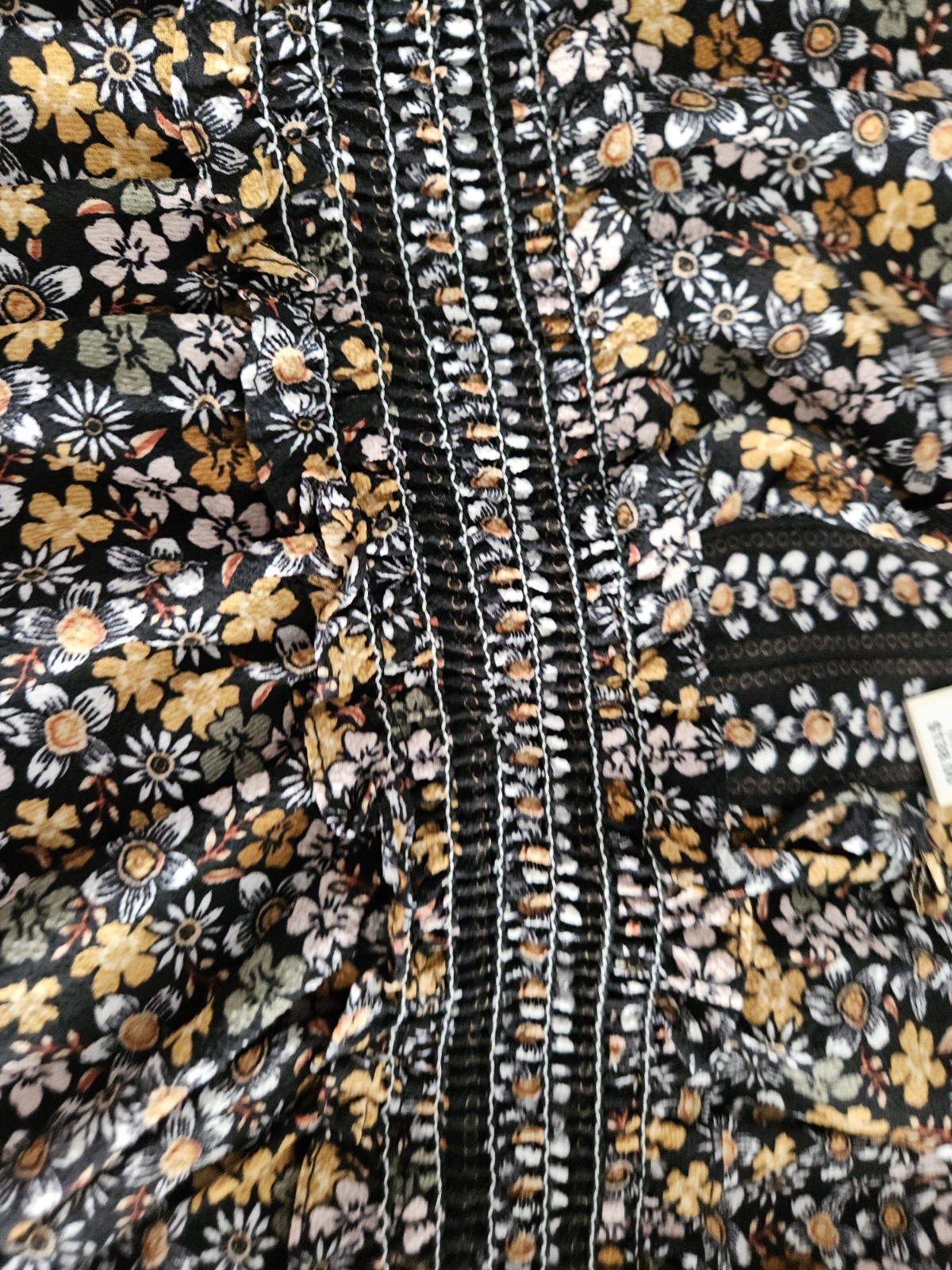 Max Studio Brown Black Floral Ruffle Maxi Dress VNeck Large Nordstrom New NWT!👗
