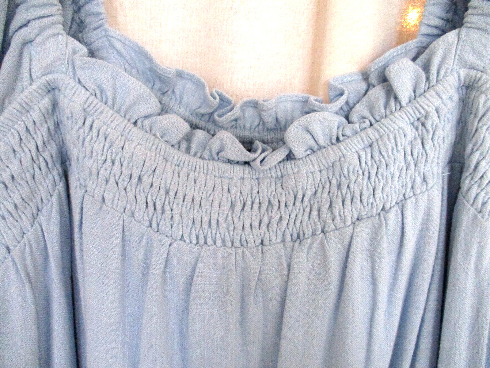 Sugarlips Dress XL Placid Blue Fully Lined Rayon & Linen Elastic Bodice & Sleeve