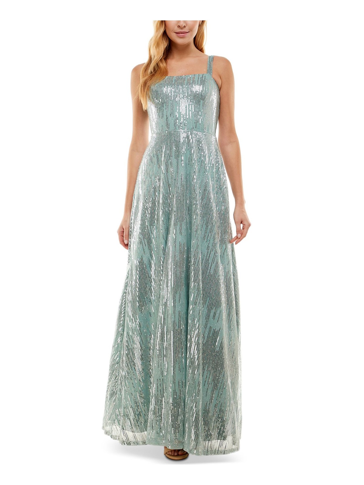 SAY YES TO THE Womens Gown Dress Turquoise Sleeveless Formal Lined Juniors 3