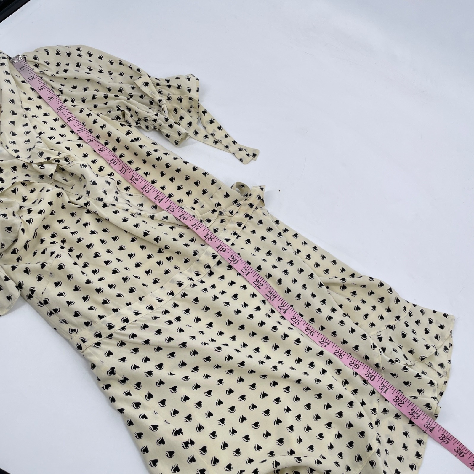 For Love and Lemons womens size S Sweetheart Wrap Mini Dress in Creme Hearts