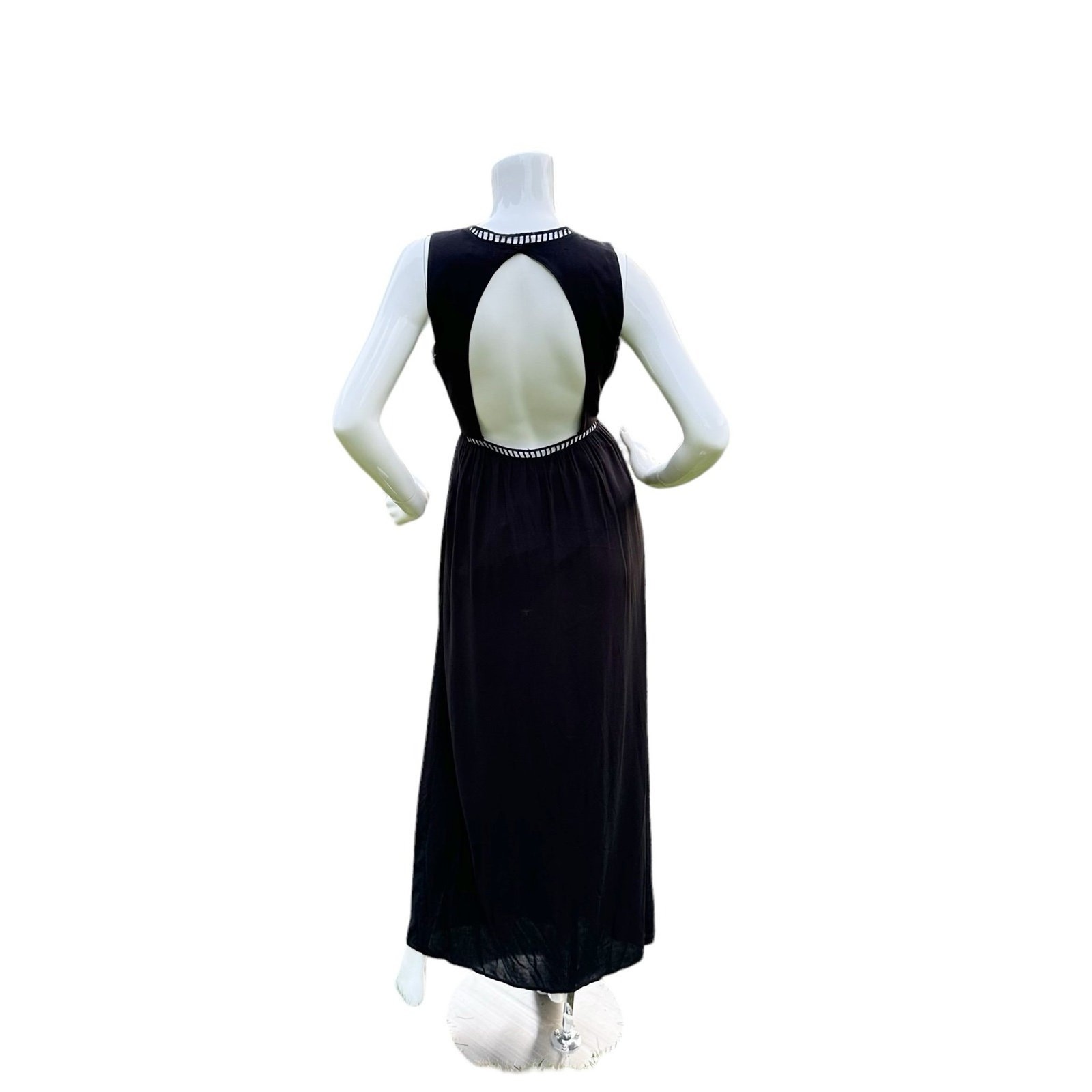 TOBI Classic 90s Black LBD Maxi Dress Deep Plunge V Neckline Small