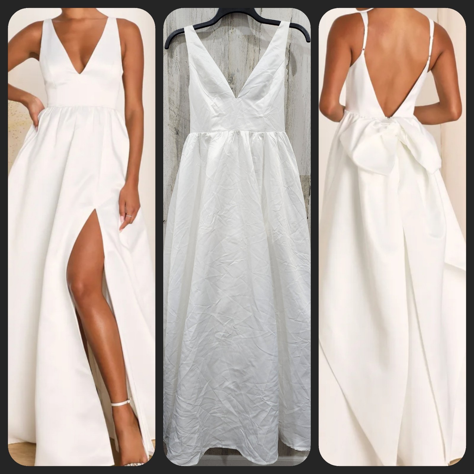 LULUS Blissfully Beloved Ivory Backless A-Line Bow Maxi Dress Size SMALL**NWOT**