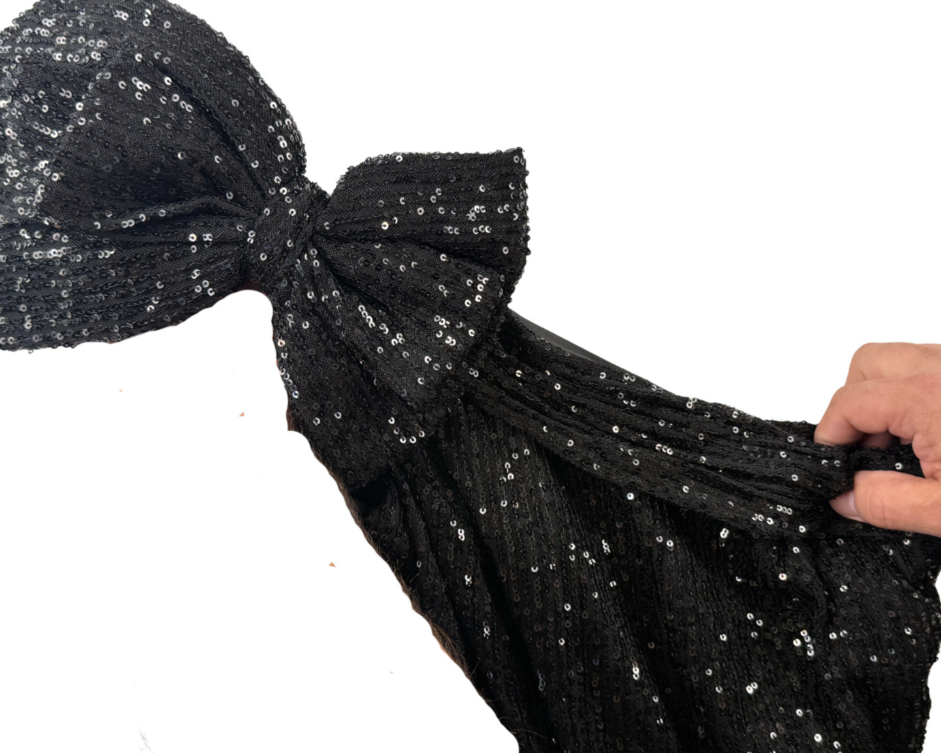Mac Duggal Ieena Black Sequin One Shoulder Bow Formal Gown Dress Women’s 10 NWOT