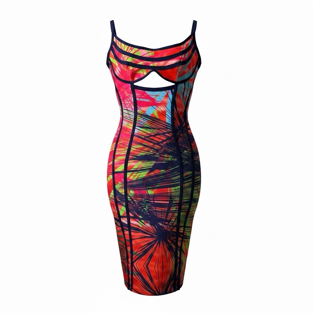 Fashion Nova Women’s Abstract Print Bodycon Dress Size 2XL