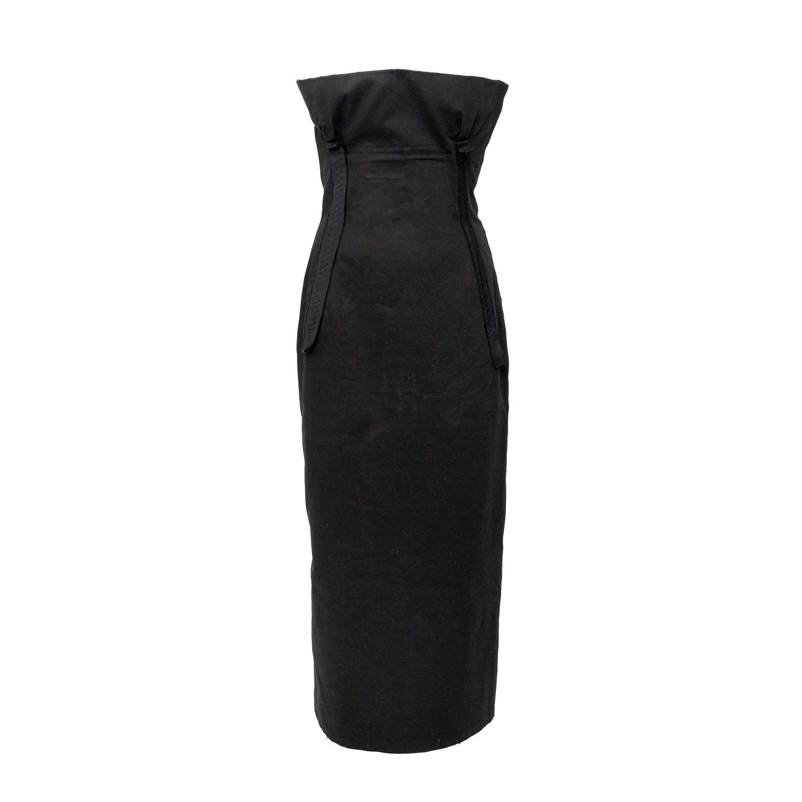 Yohji Yamamoto Vintage 1990s Black Strapless Cotton Corset Maxi Dress