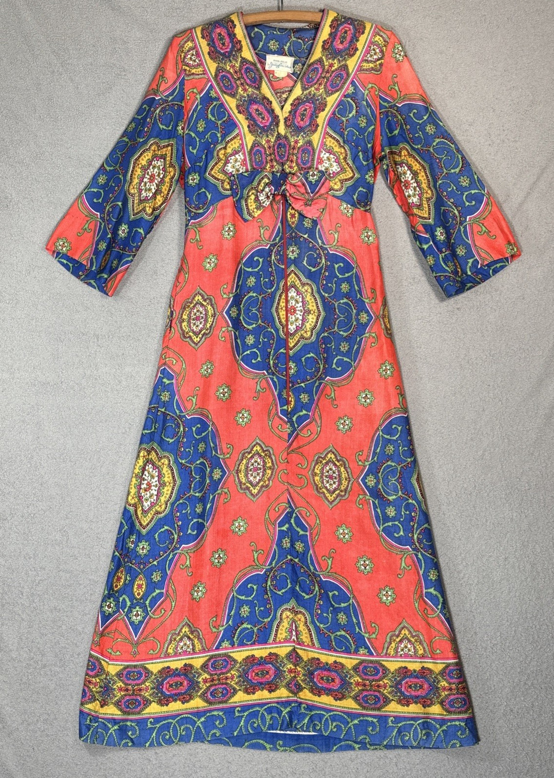 Vintage Diana Dean Julius Lonshein Dress Women Size S Psychedelic Kaftan Mod 60s