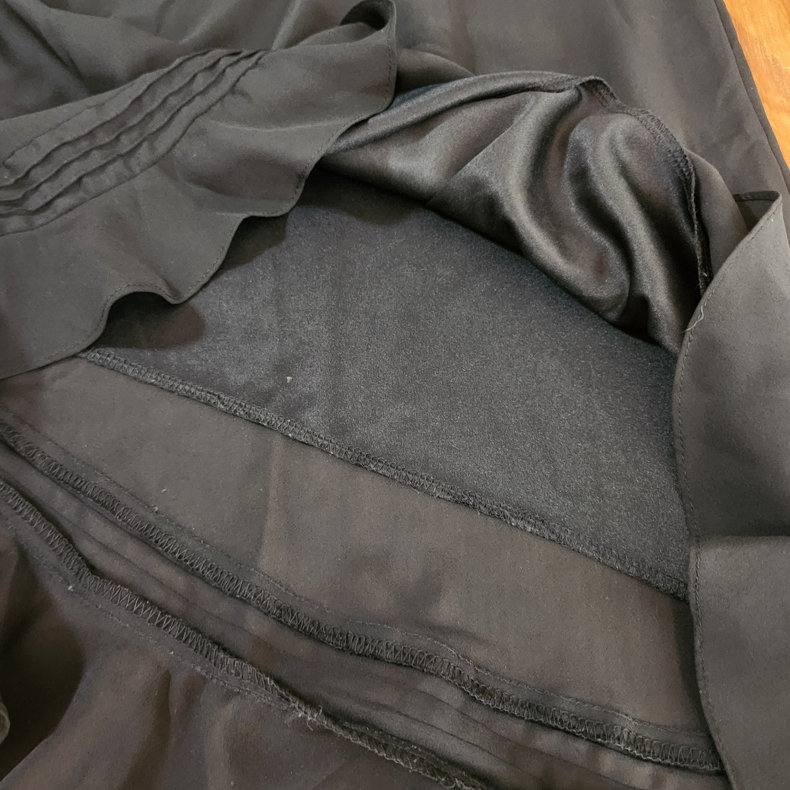 Black Asymmetrical Slip Dress Chiffon Strappy Y2K 90s Ruffle HOCO Large Vtg