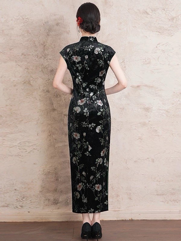 A35 2026 New Chinese Style Cheongsam Dress Women’s Vintage Slim Fit Long Qipao E