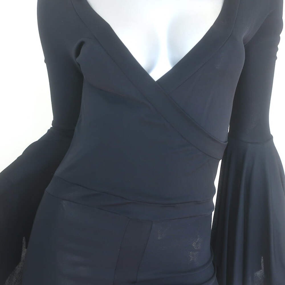 Vintage Yves Saint Laurent Tom Ford Bell Sleeve Dress Black Jersey Size Medium