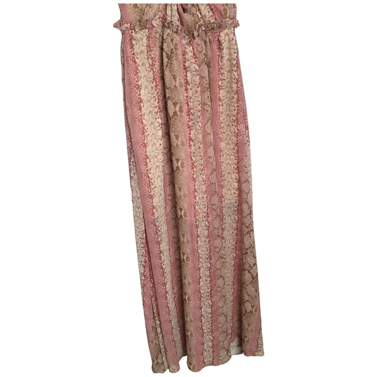 She Sky Maxi Dress Womens Medium Pink Snake Sheer Fairycore Whimsigoth Boho