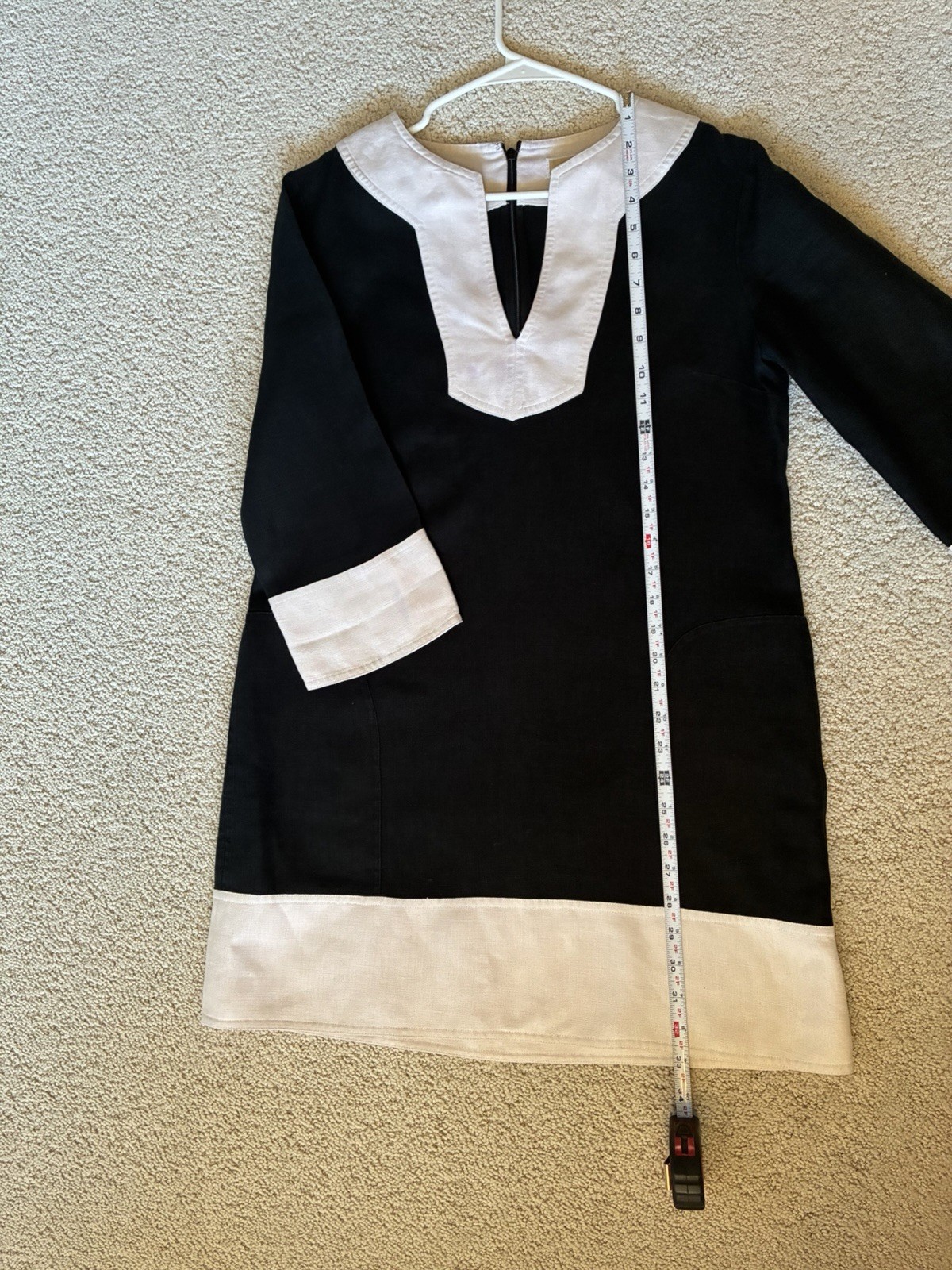 Michael Kors, Black And Ivory Short Linen Tunic Caftan Size 8