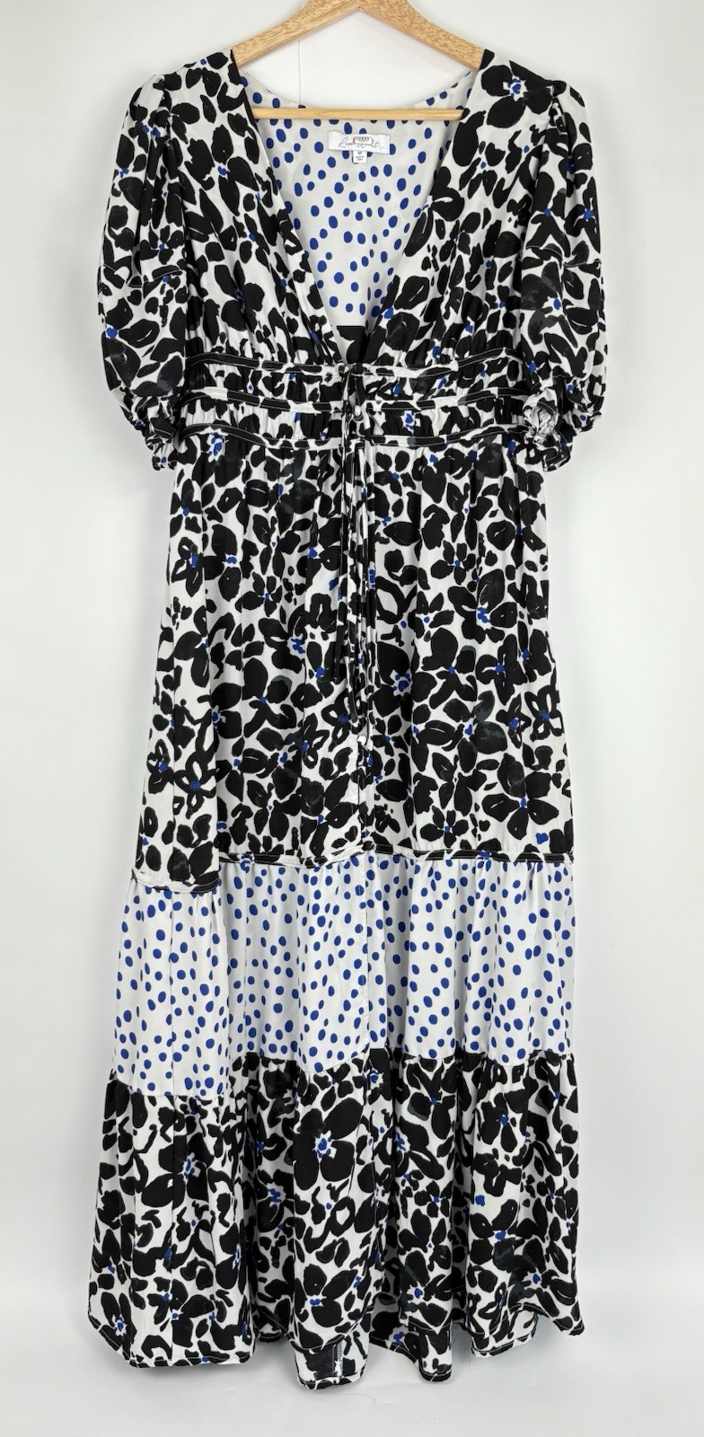 Love, Whit By Whitney Port Black & White Floral Puff Sleeve Dress