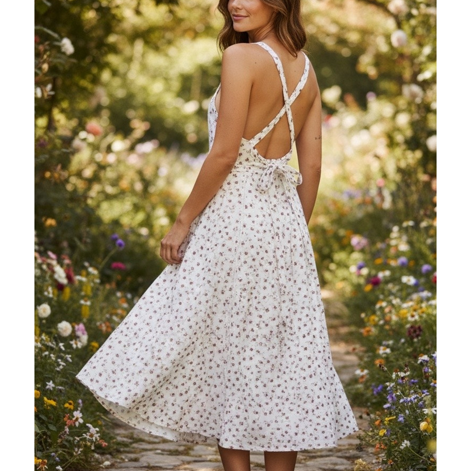 Hutch White Daisy Floral Midi Dress SIZE 0 Apron Designer Cottage Sundress $370