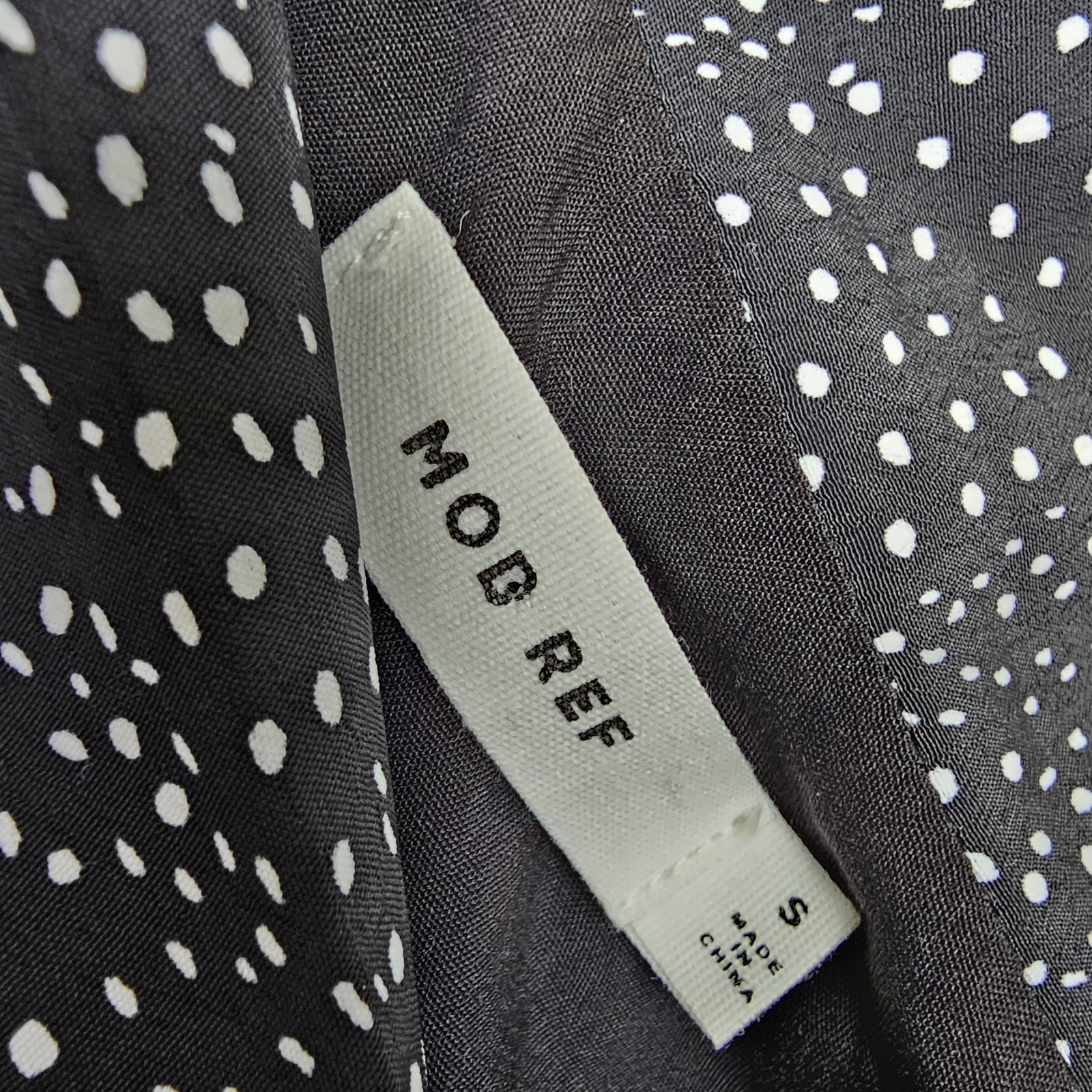 Mod Ref Size S Black White Small Polka Dot Shirt Dress Casual Midi Short Sleeve