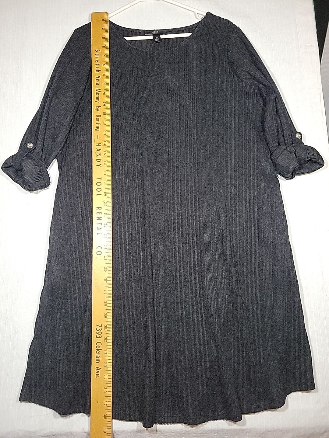 AGB Womens Black Sweater Dress Size 1X Lightweight Semi Sheer Knee Length