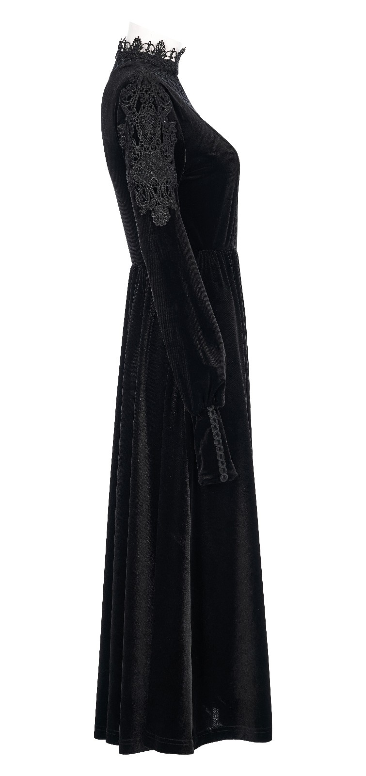 Punk Rave Black Velvet High Neck Corporate Goth Sheath Pencil Midi Dress