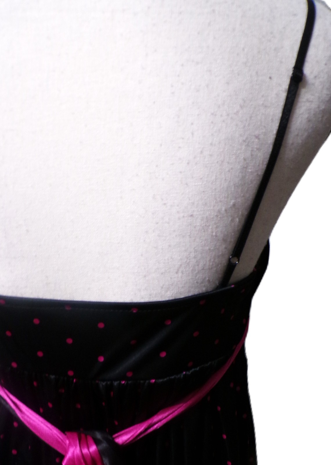 Y2k Ruby Rox Babydoll Mini Dress M Satin Black Pink Polk Dots Fairy Whimsigoth