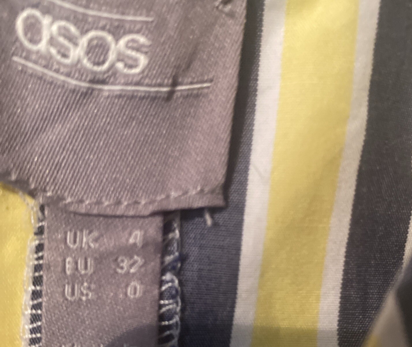 ASOS Sundress Blue Yellow Stripe Peplum Midi Smock Button Front Tie Sleeves US 0
