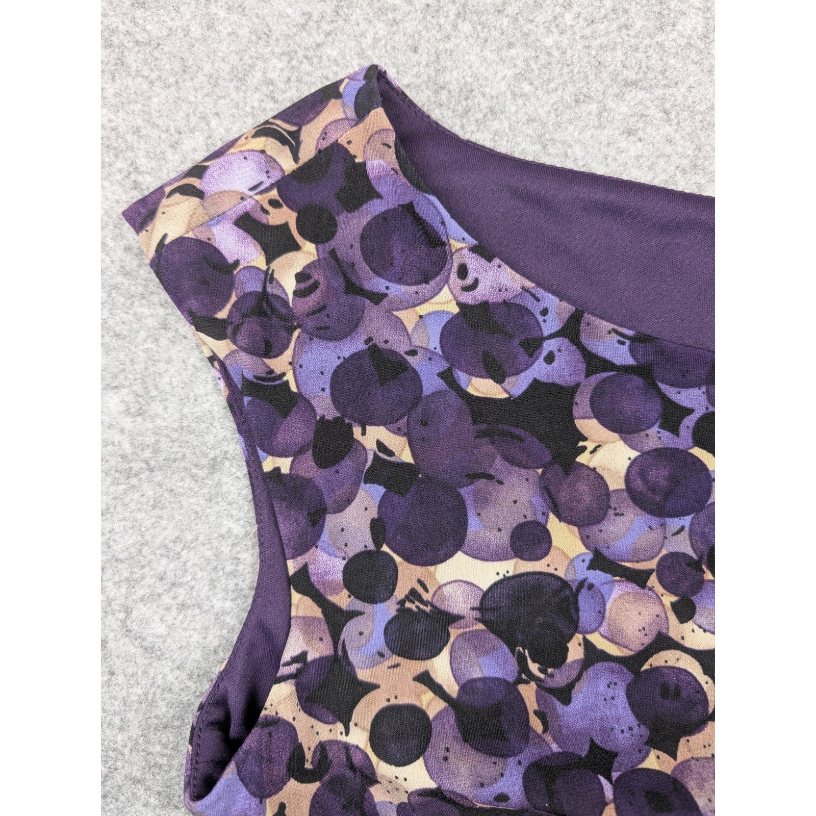 Connected Apparel Purple Abstract Dot Knot Front Sleeveless Sheath Dress Size 8