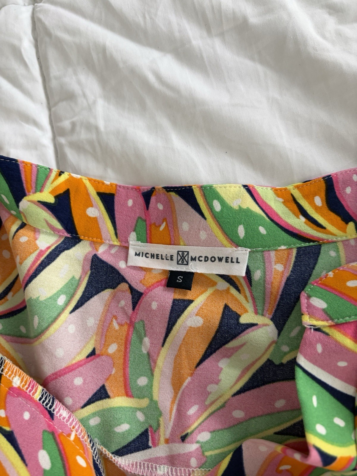 Michelle McDowell Multicolor Floral V-Neck Tiered Dress 3/4 Sleeve S