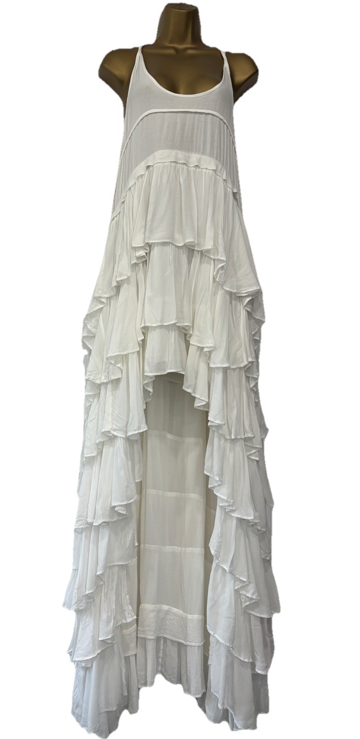 AllSaints Cavalry Maxi Dress Birch White UK14 Boho Tiered Ruffles Holiday