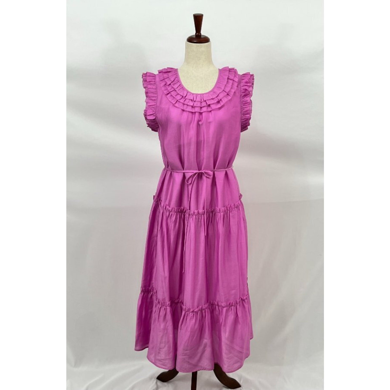 HUNTER BELL Sz S Small Davey Dress Magenta Pink Purple Maxi Ruffle