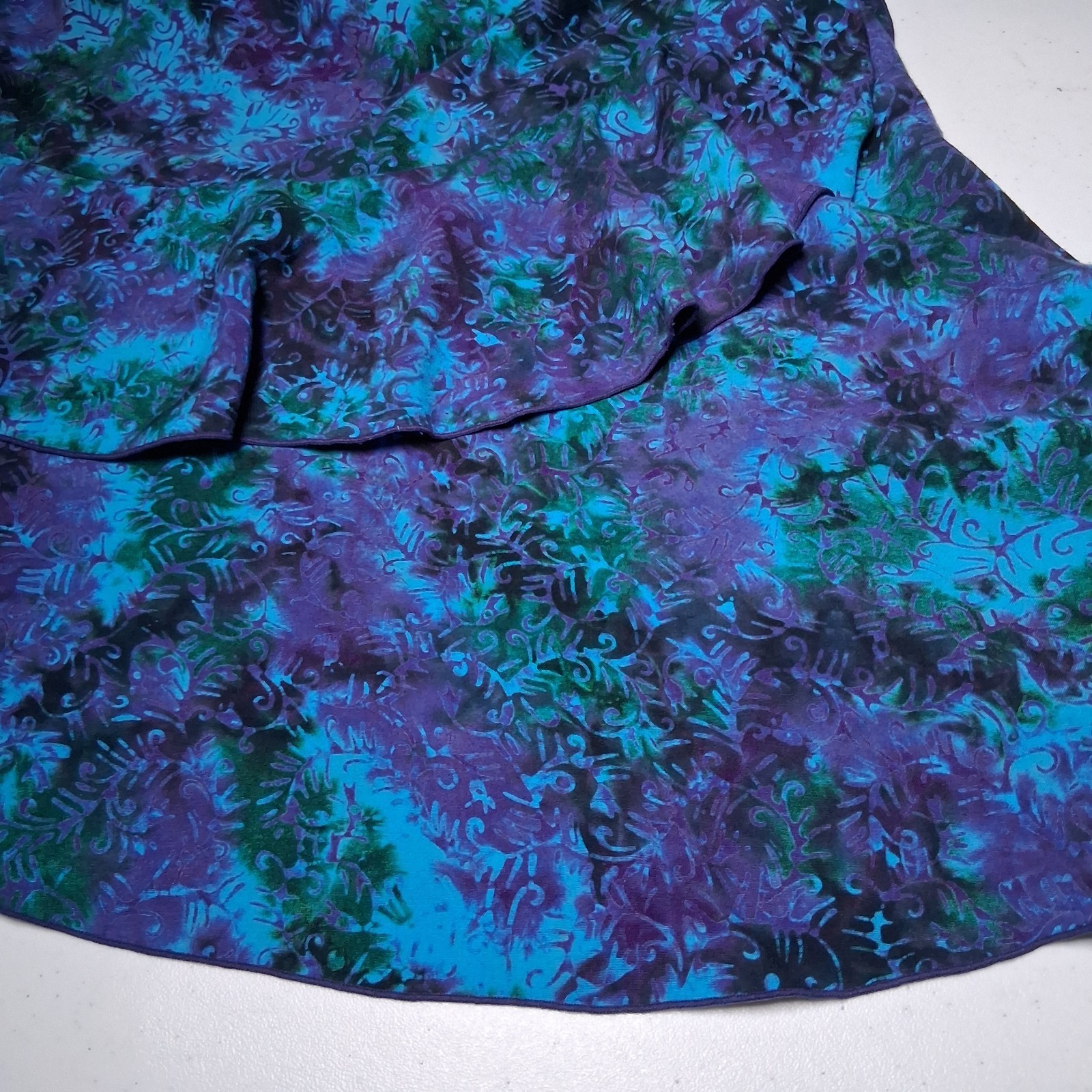 Peppermint Bay Dress Small Blue Batik Ruffled Whimsical Fairy Hippie Sundress