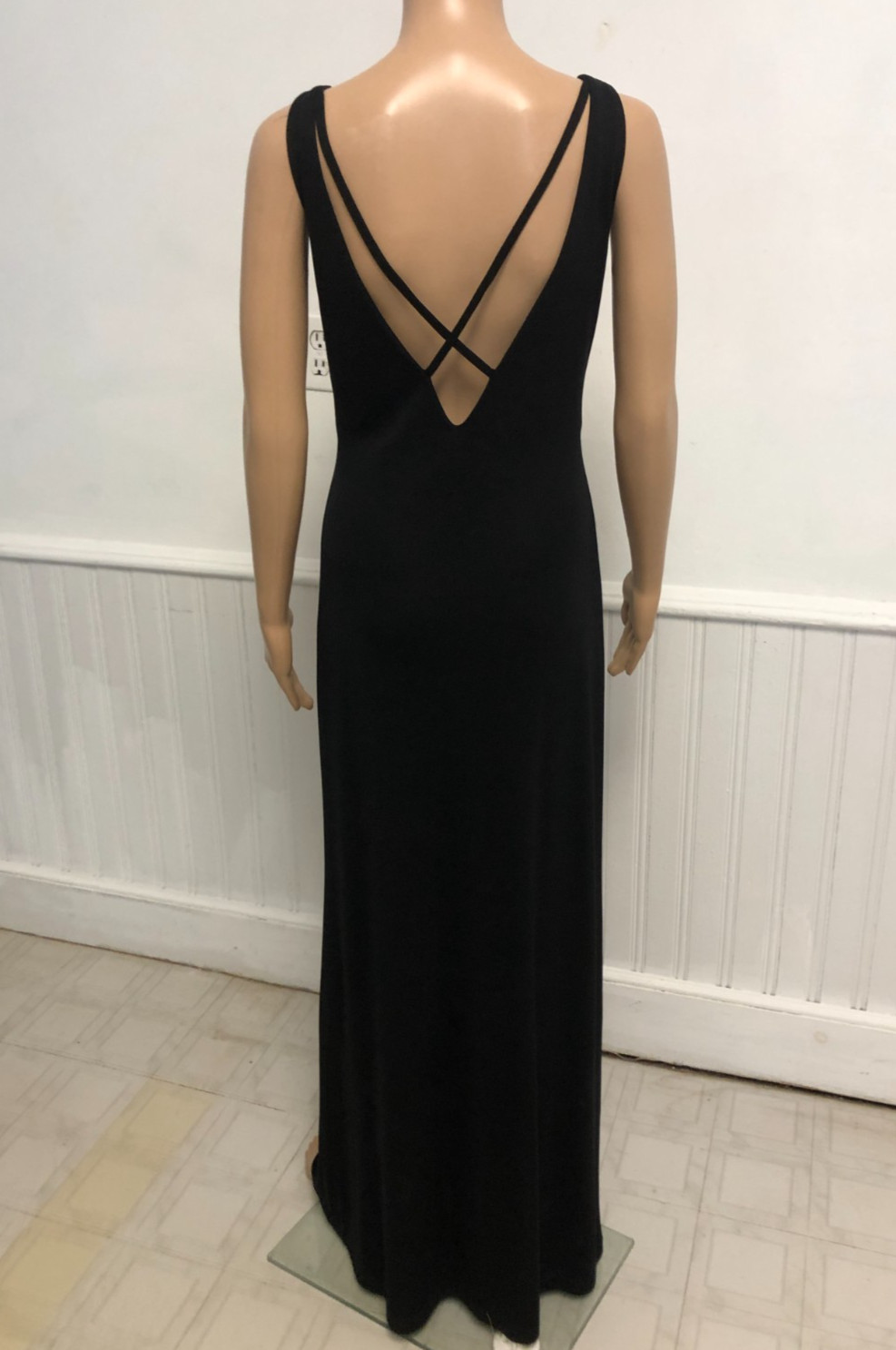 Lauren Ralph Lauren Elegant Maxi Dress Sz M Jersey Knit Sleeveless V-Back