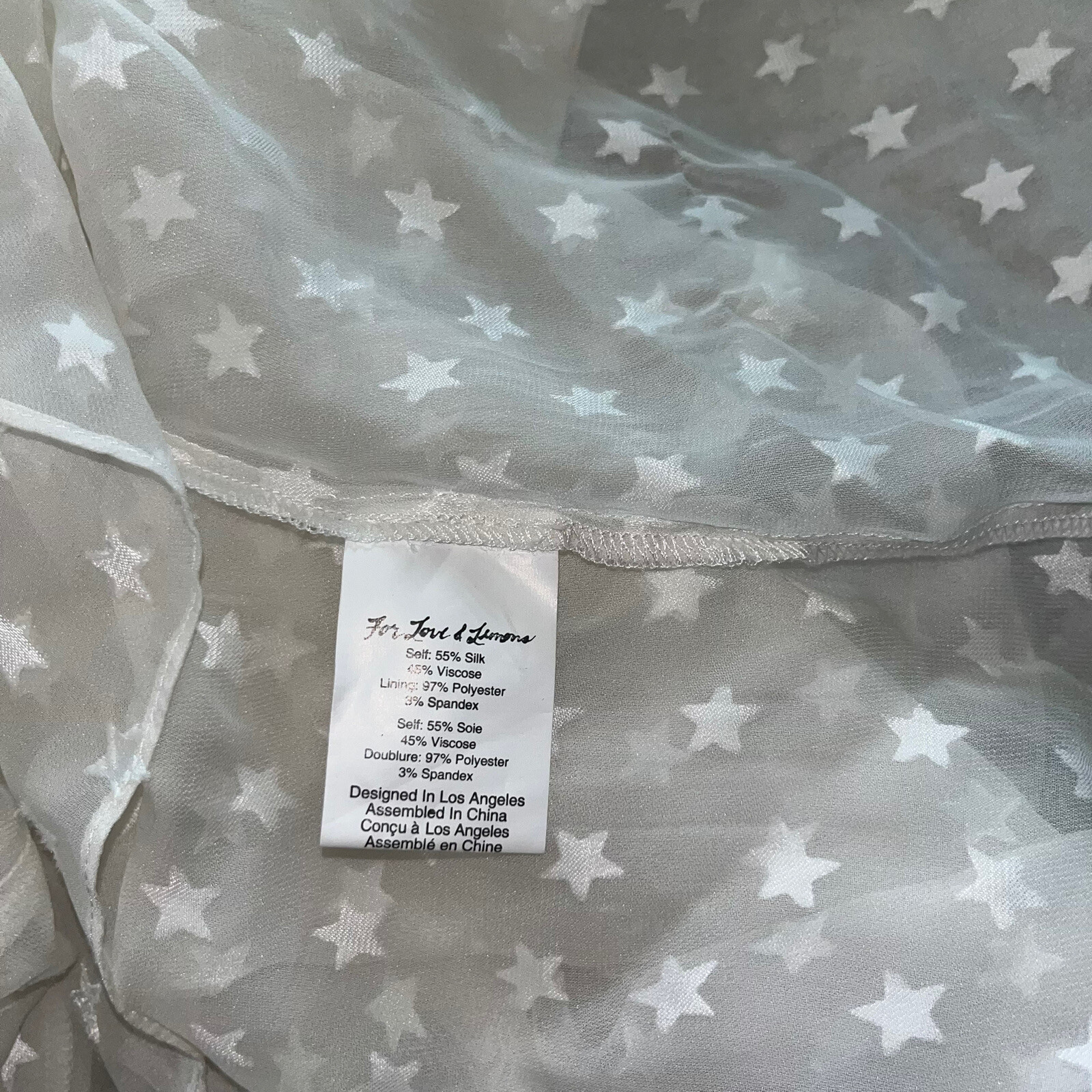 FOR LOVE AND LEMONS Firecracker Button Ruffle Midi Dress Cream Sheer Star S New