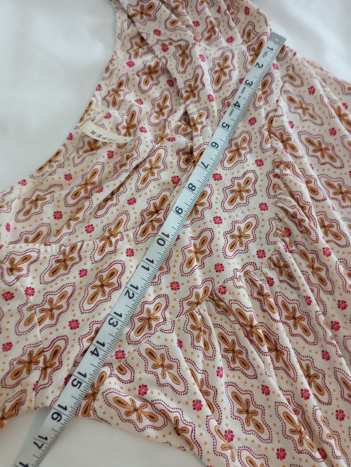 Roper Womens Border Print Bell Split Sleeve Pink Sz M Boho Cowgirl Hippie