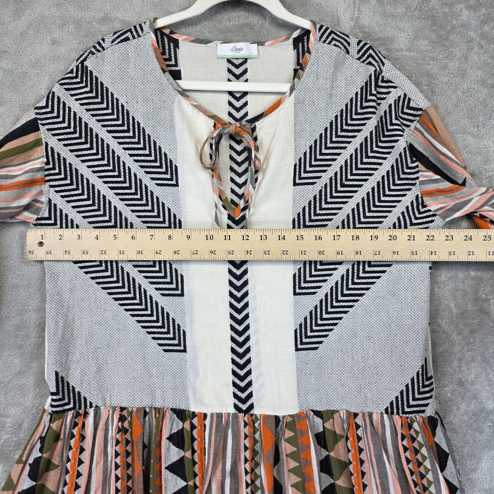 Devotion Twins Dress Womens Small Multicolor Geometric Boho Drop Waist Mini