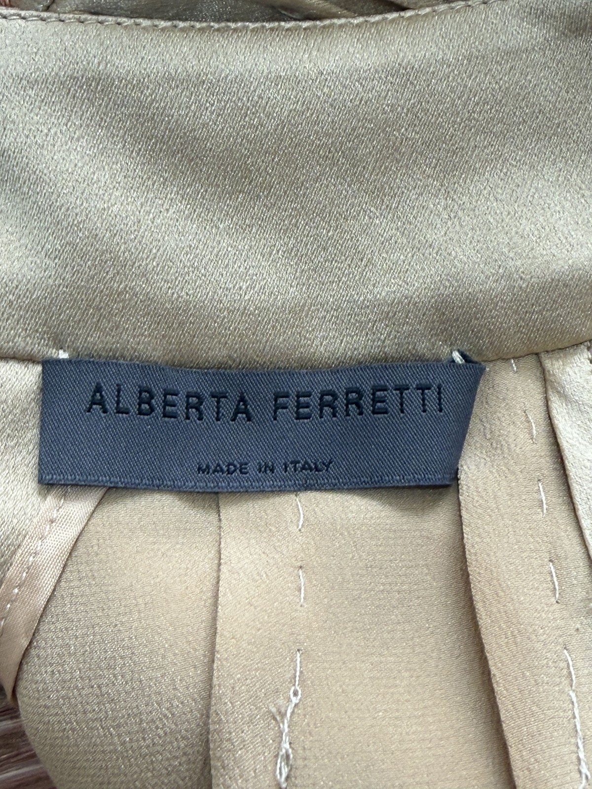 Alberta Ferretti 100% Silk Beaded Halterneck Cocoon Dress UK 6 Champagne Gold