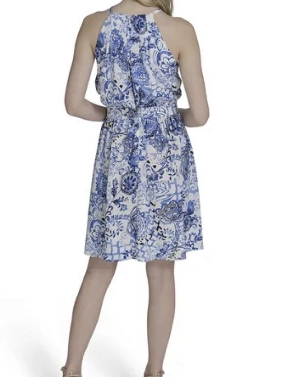 💙 Falling Flowers Blue & White Halter Dress | NWT | Size XL
