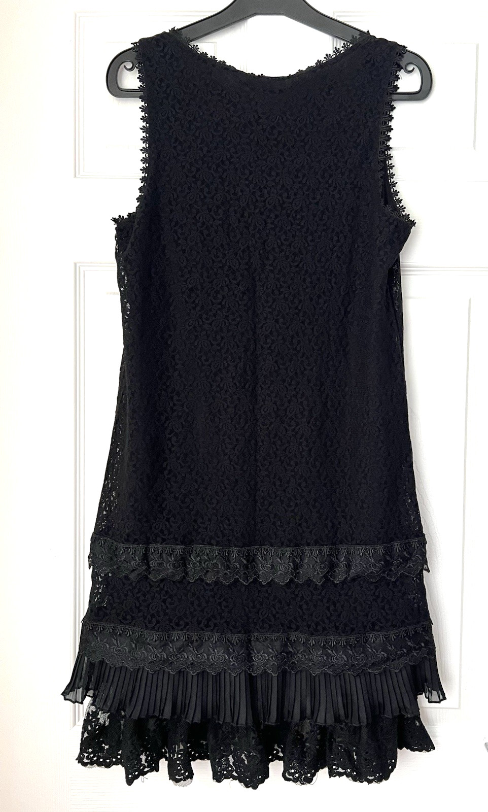 VILA Black Lace Layered Sleeveless Fit & Flare Dress Ladies UK 10 (Medium)
