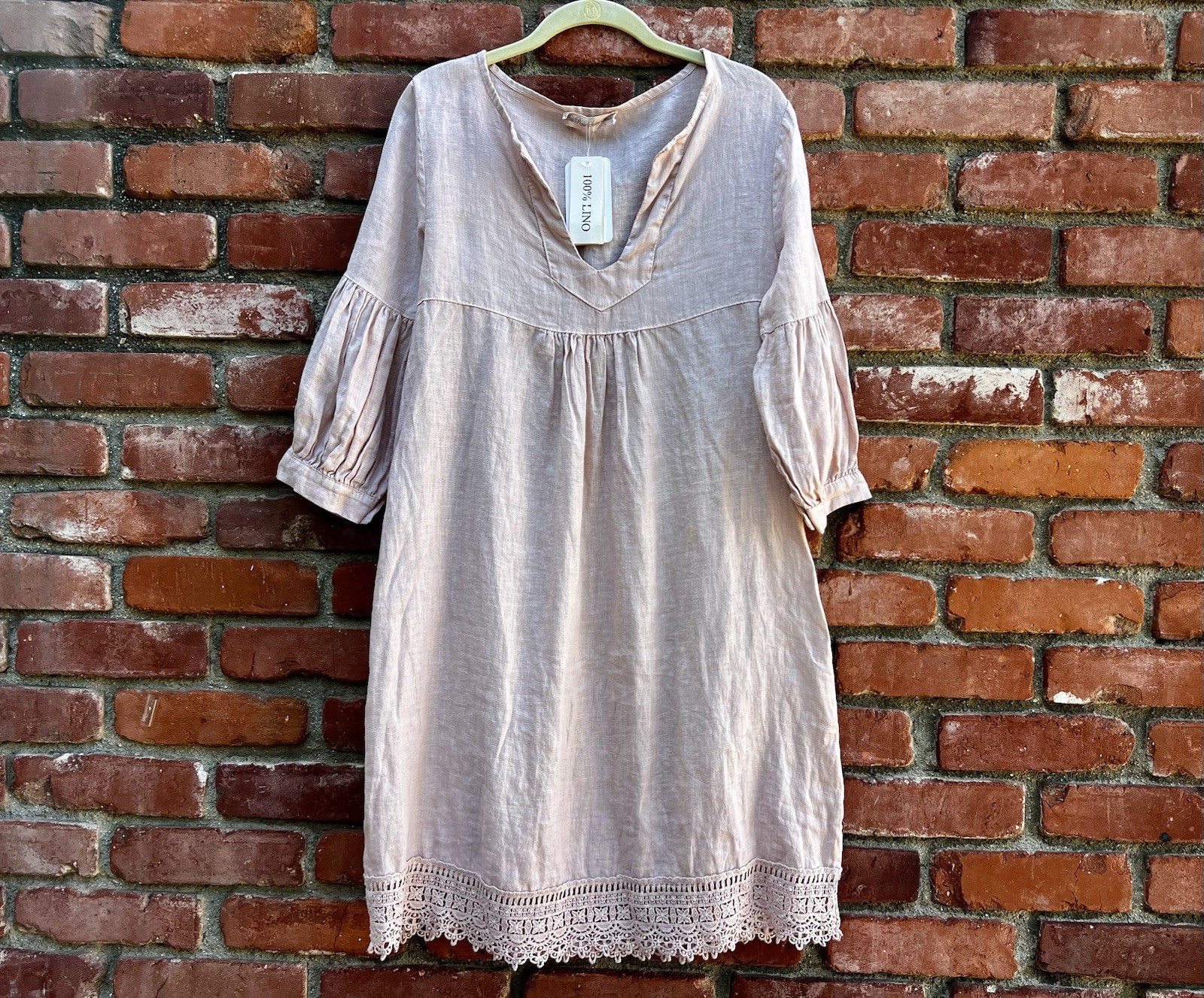 Miss Rose Sister Violet S Rose Mauve Lace Trimmed Linen Tunic Dress NWT