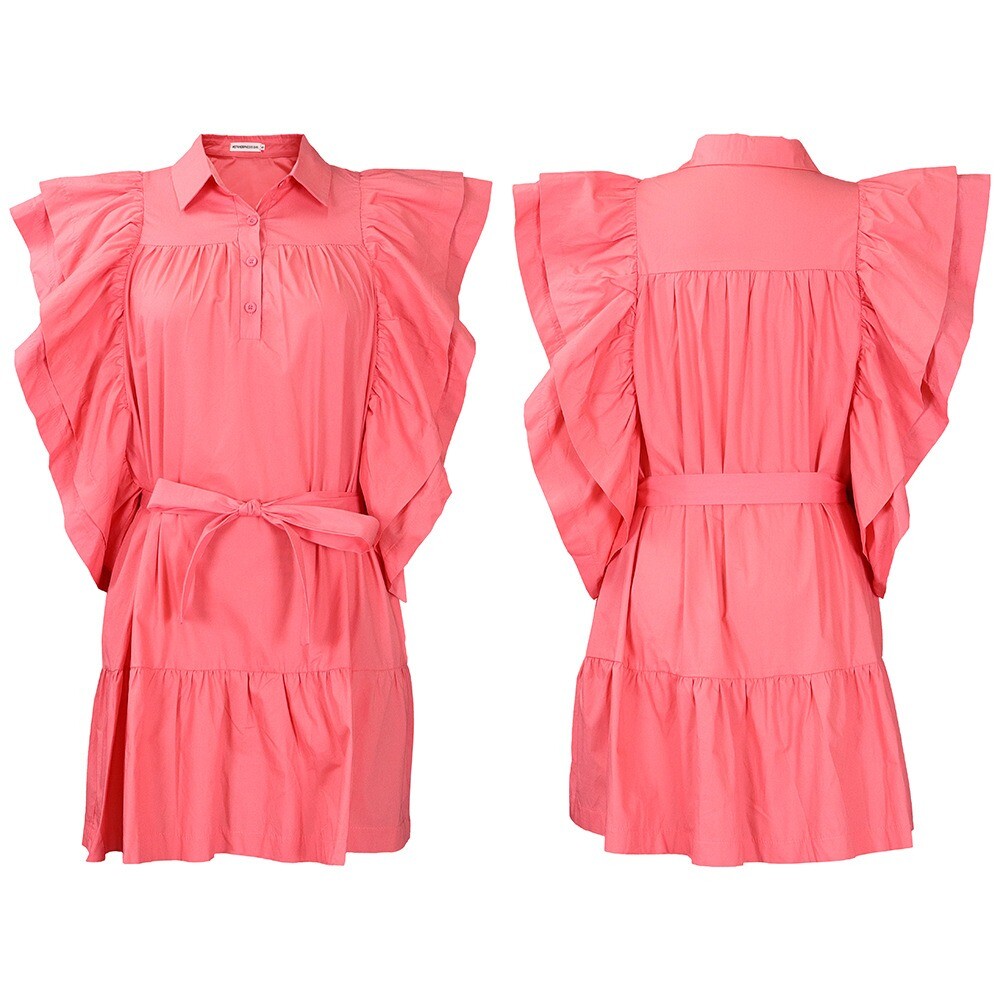 Womens Drawstring Ruffle Cap Sleeve A Line Dress Mini Dress Sundress Short Dress