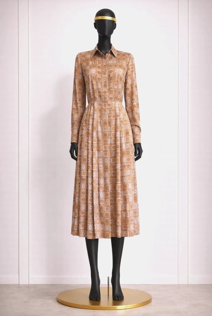 ✨MAX MARA Logo Printed Pleated Dress 36IT, 32De, 34Fr, 2US, 4GB