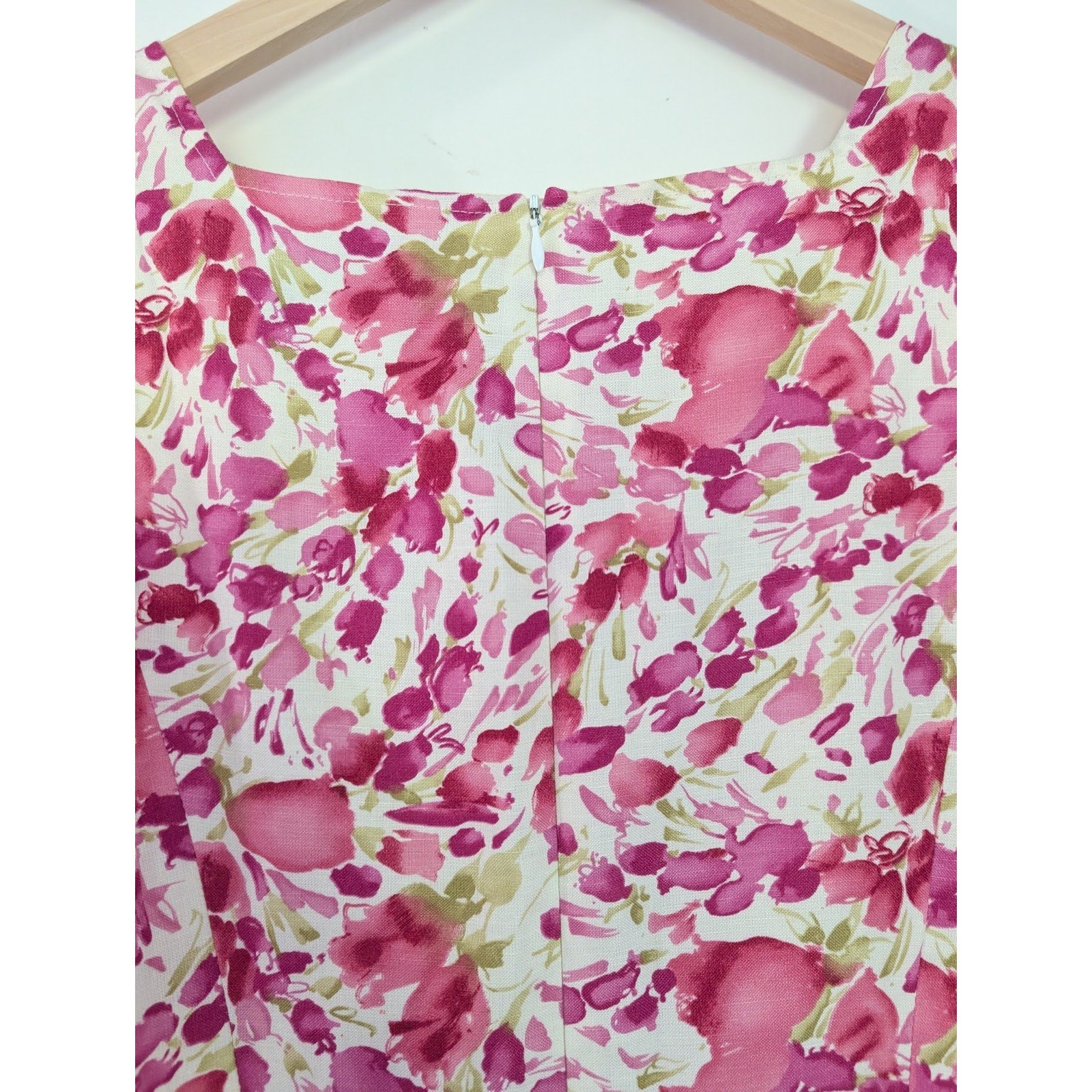 Harve Benard Linen Rayon Floral Sheath Dress Pink Spring Resort Vacation Size 2P
