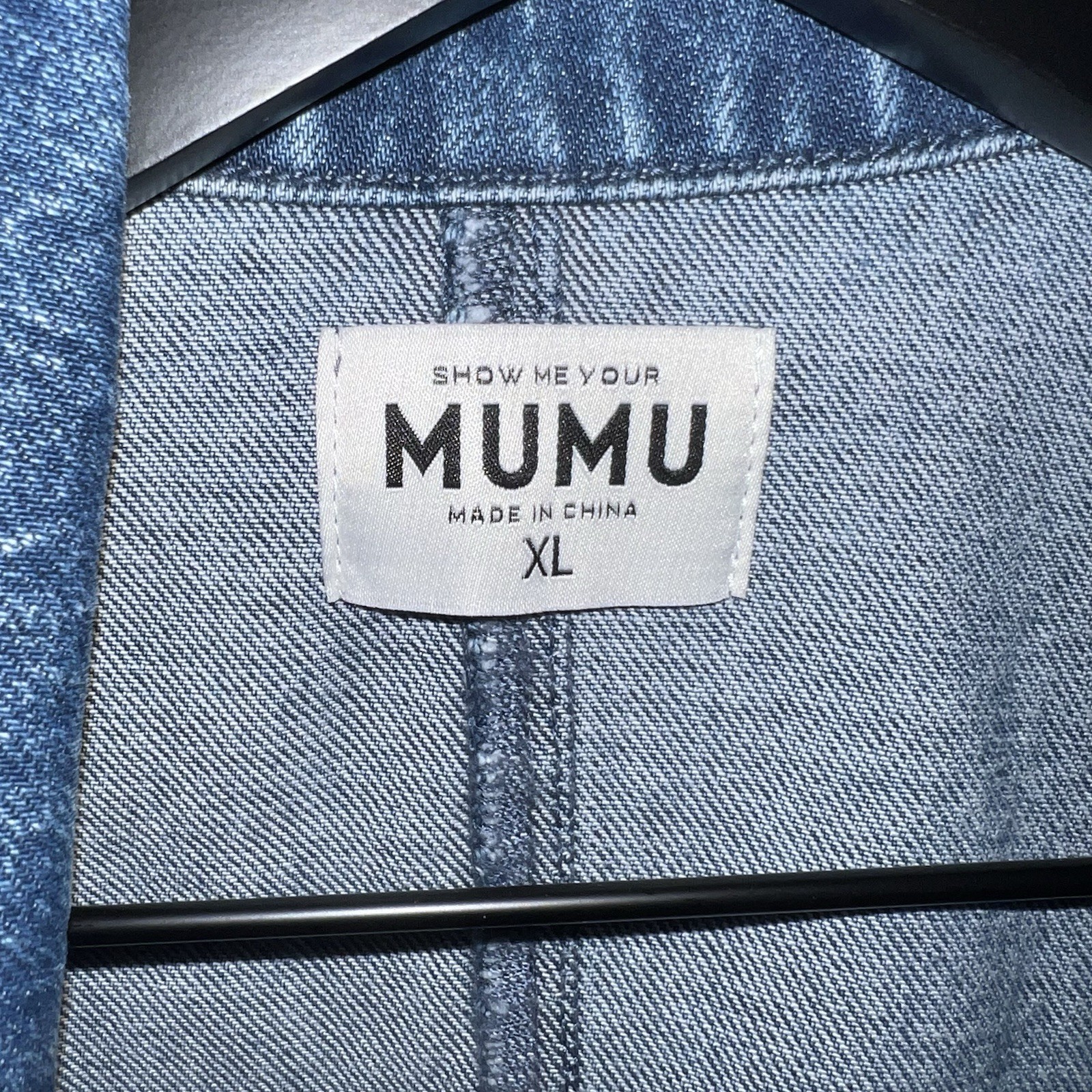 Show Me Your Mumu Blue Denim Collared Button Front Pocket Mini Shirt Dress XL
