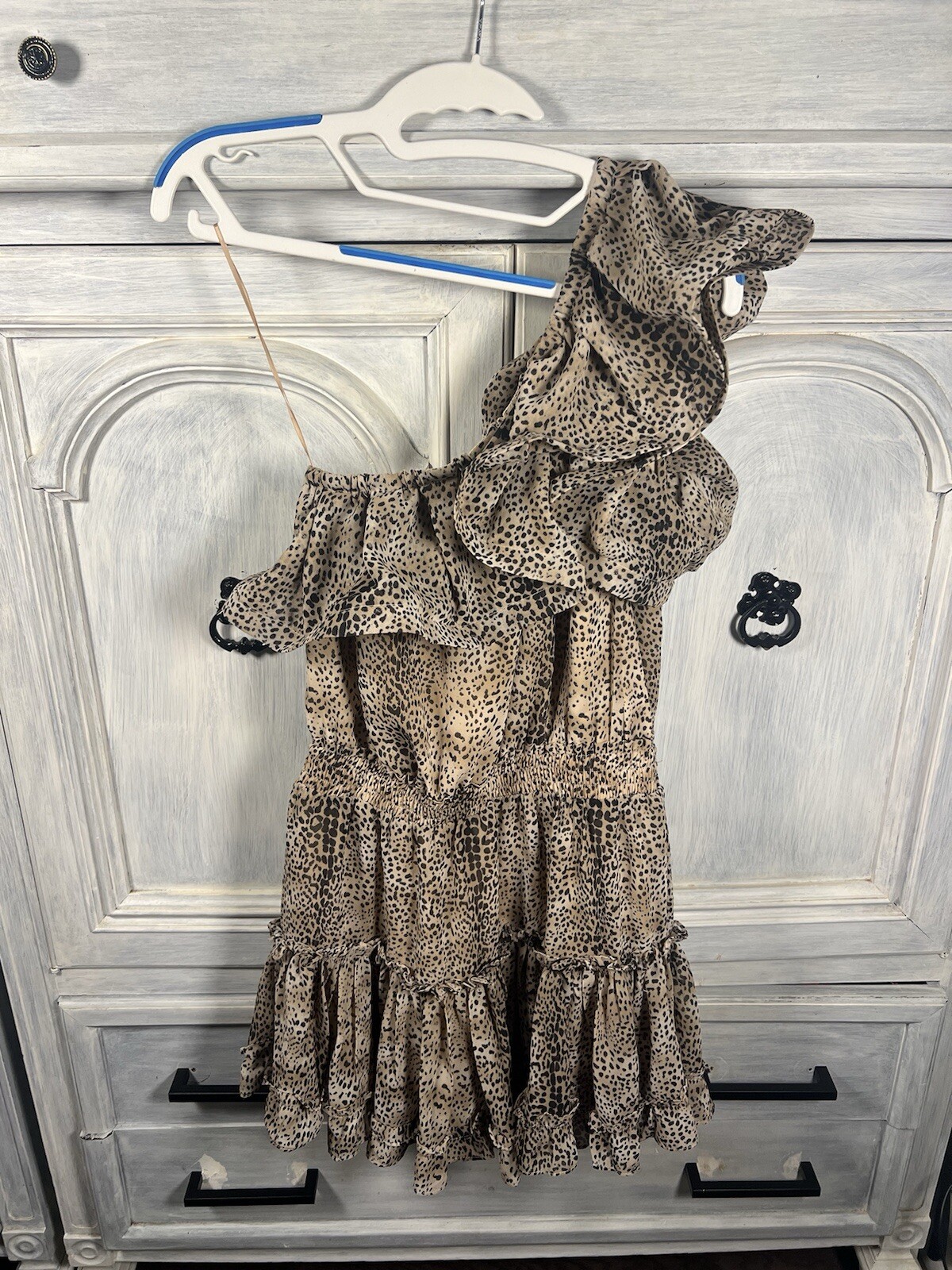 Buddy Love One Shoulder Ruffle Sofia Party Dress Leopard Print Cocktail Dress