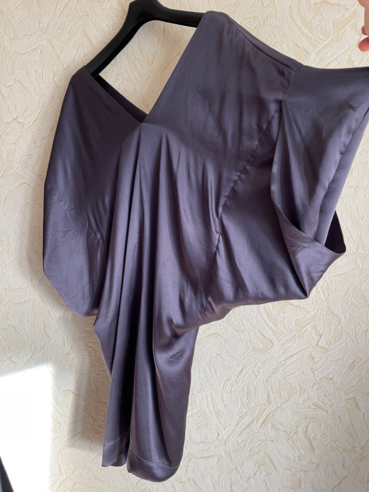 Maje Balmoral 100% Silk Kimono Sleeved V-neck front & back Dress Made In Tunisia
