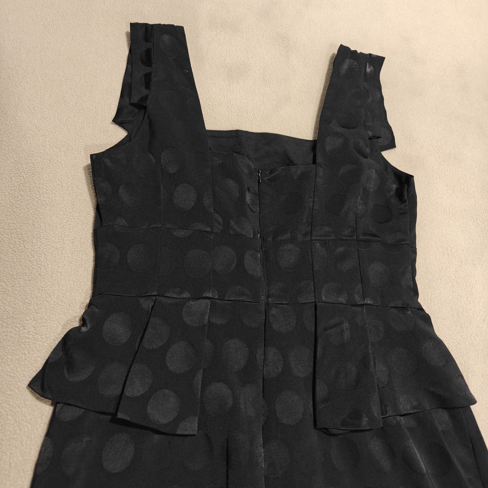 Size 12 M&S Marks and Spencer Black Polka Dot Peplum Pencil Formal Dress