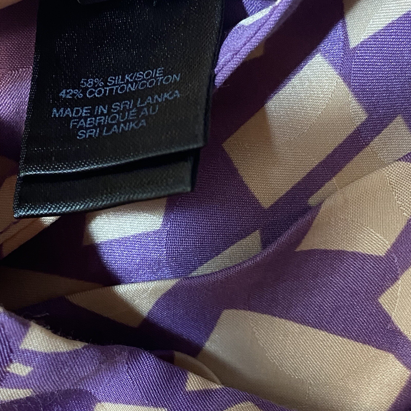 Marc Jacobs Silk Blend Geometric Purple Cream Dress Womens 0