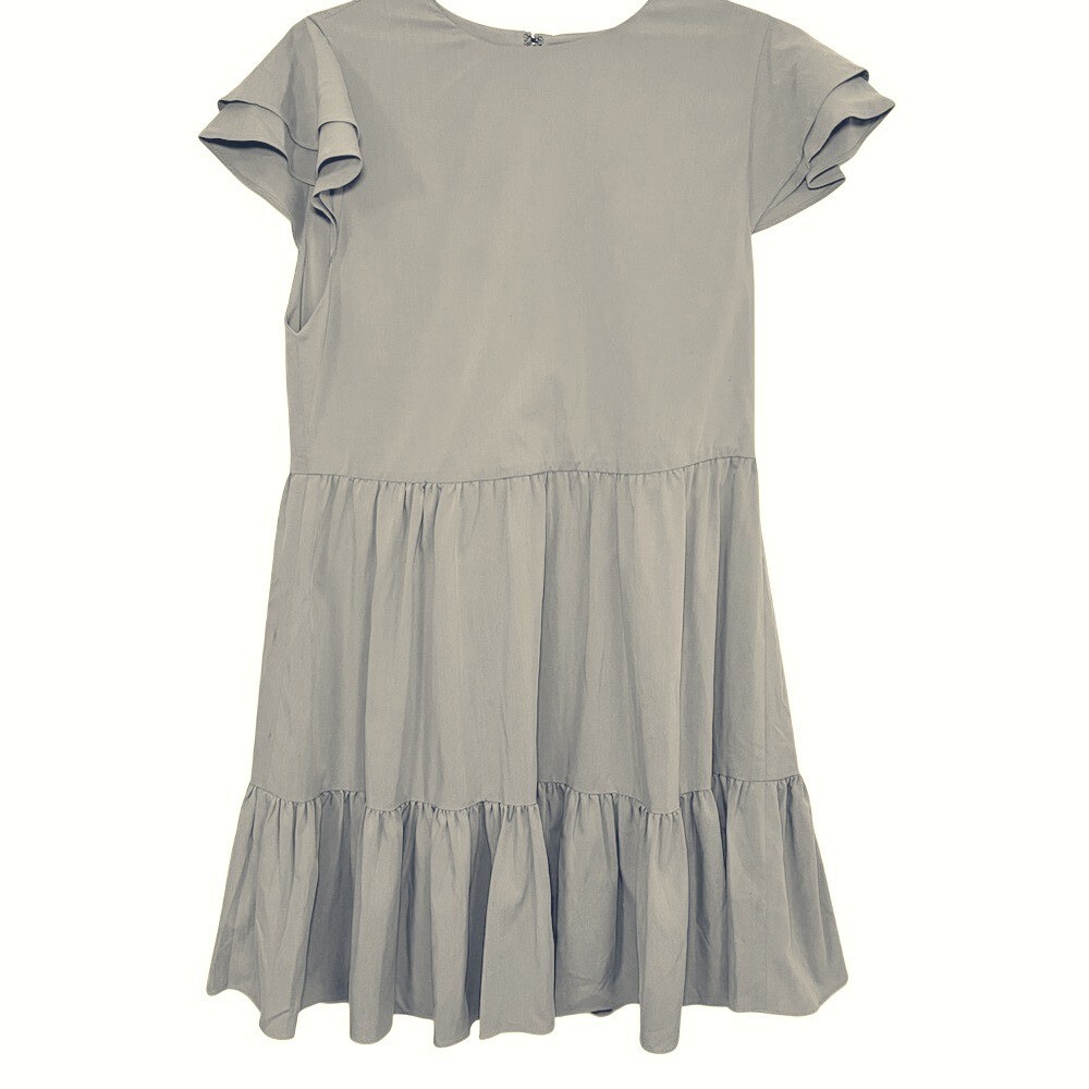 Alice + Olivia Sage Green Flutter Sleeve Tiered Mini Dress Size 6 flowy peasant