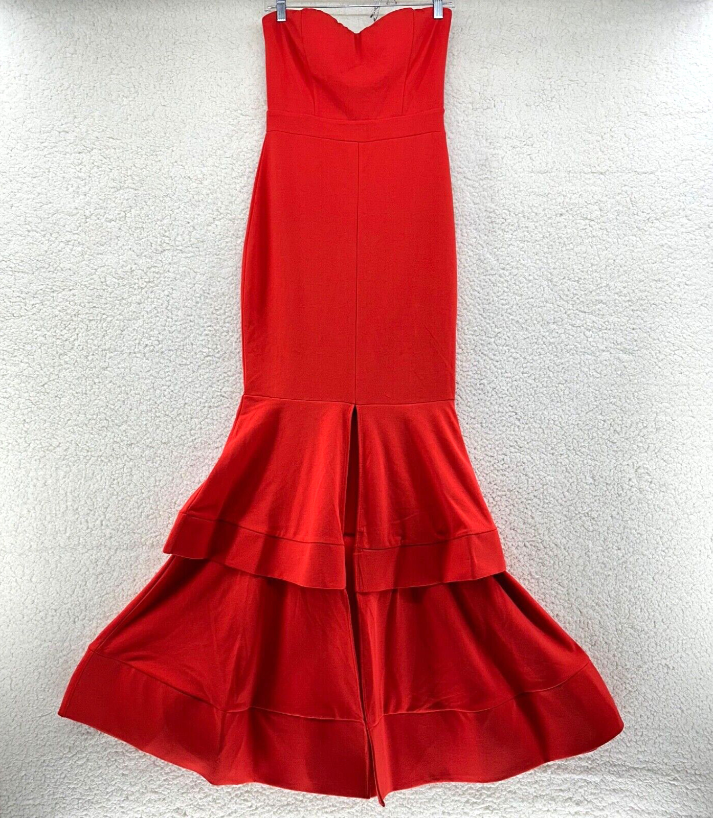 Symphony Red Mermaid Dress M Strapless Bodycon Flare Front Slit Long Ball Gown