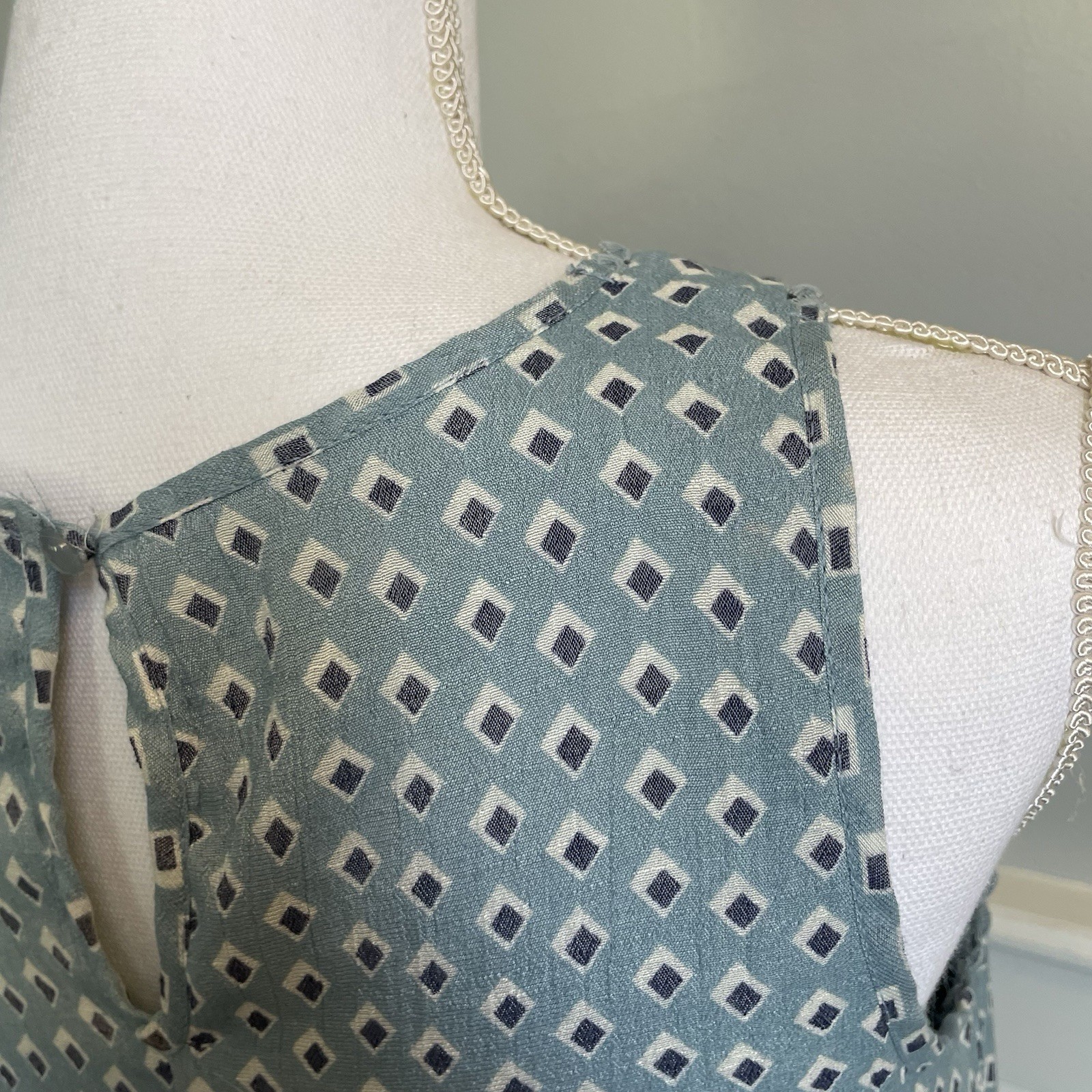 Naif Blue Summer Dress Size Small Geometric Pattern Sleeveless Shift SEE PICS