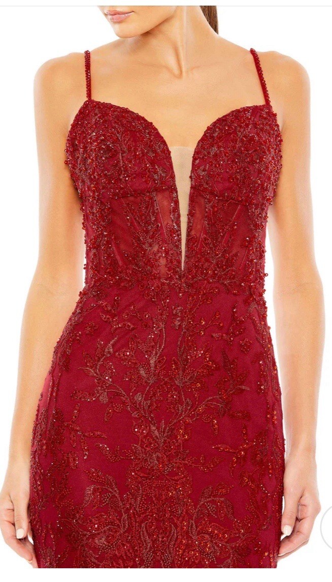 Mac Duggal 20330 Plunging Neck Spaghetti Straps Dress Size 10 NWOT