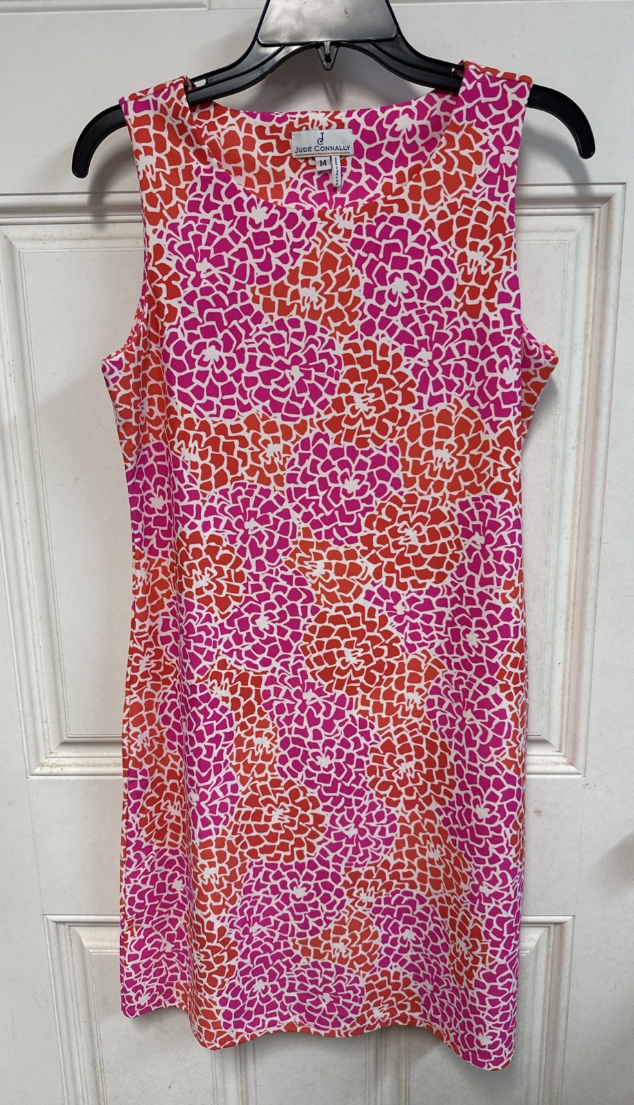 JUDE CONNALLY Smooth Stretch Casual Tank Dress Floral Pink Orange Size Medium