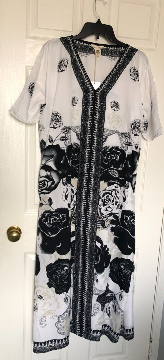 Gypsie Blu Women Kaftan Evening Gown Casual Summer Maxi Sundress / Roses